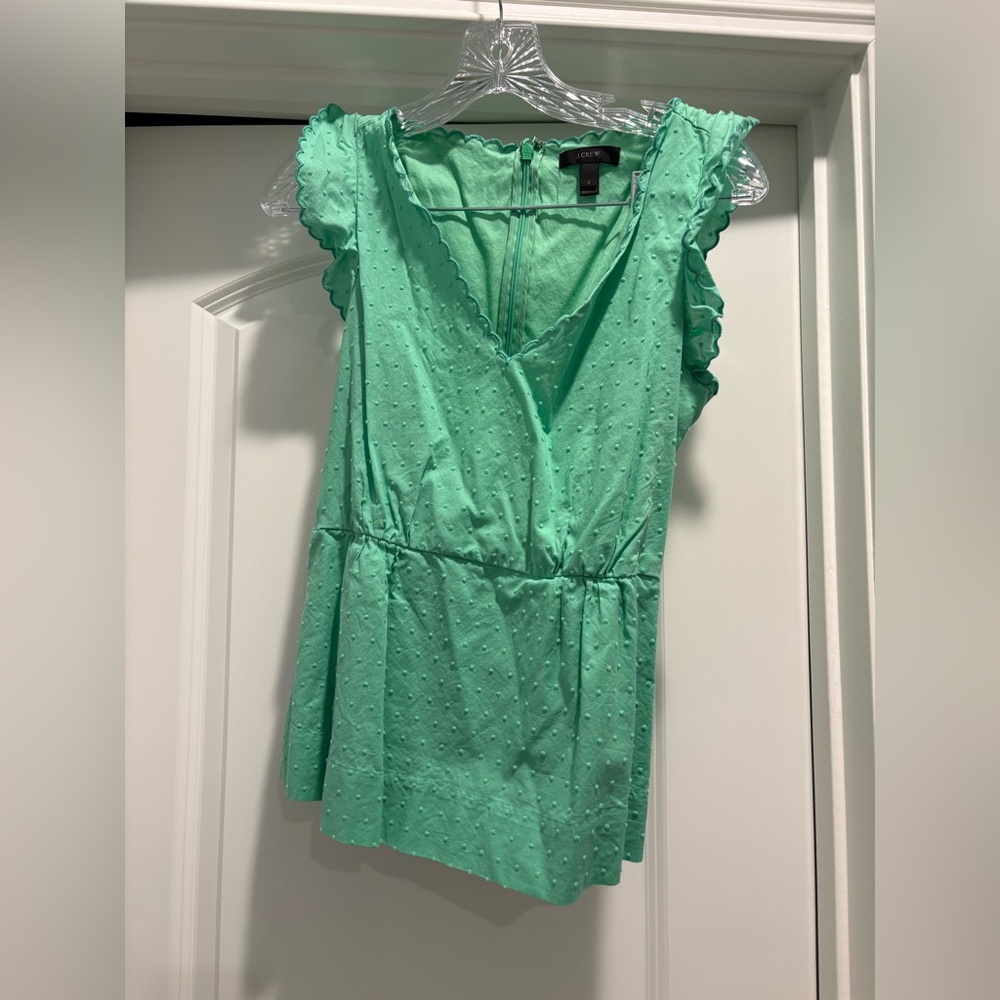 J. Crew Green Ruffle Sleeve Women's Top
